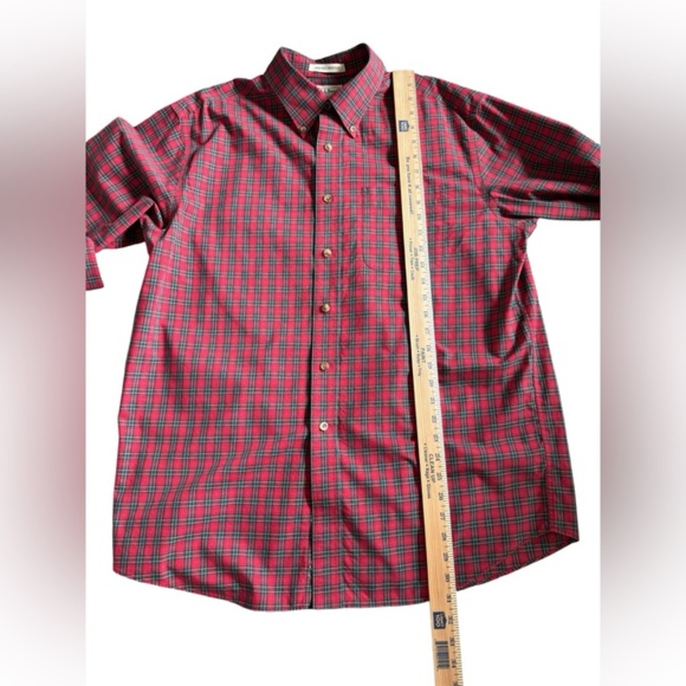 L.L.Bean L Regular Red Green Plaid Button Down Shirt 100% Cotton - Picture 4 of 6